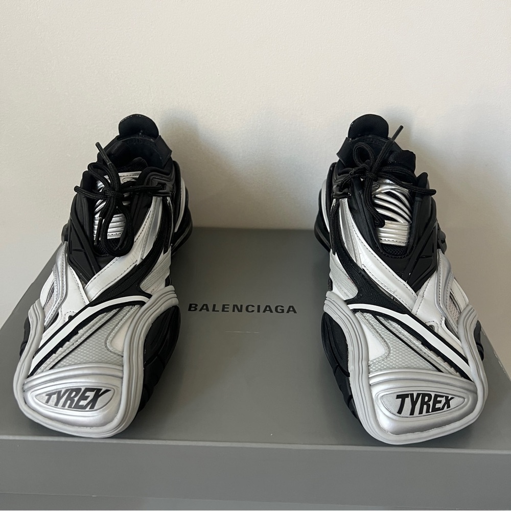 Balenciaga Tyrex black silver square toe sneakers - Picture 8 of 16